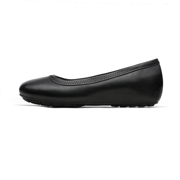 Low Wedge Round Toe Flat Shoes - BLACK PU - 1